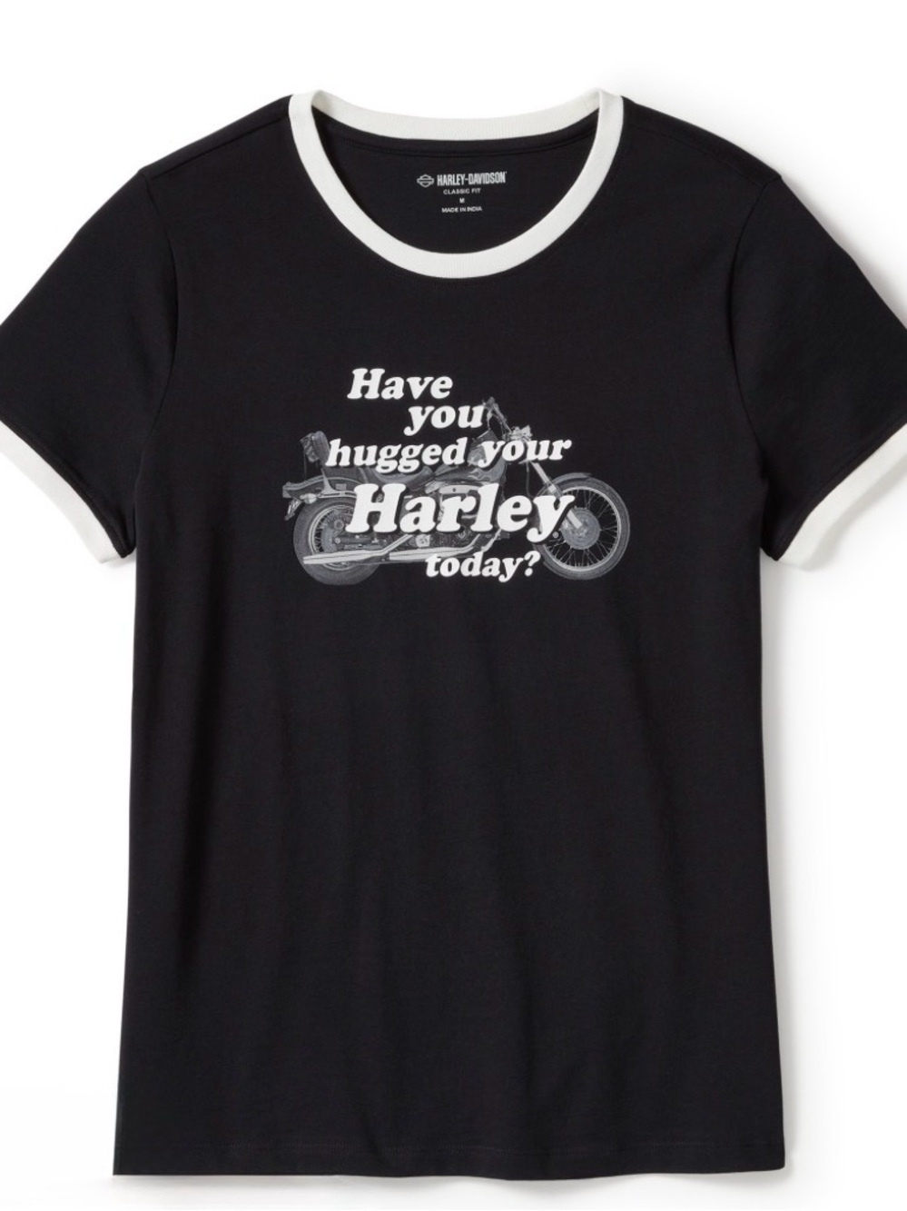EUC Harley Davidson Graphic Retro Style T-Shirt. Black w White Trim Size 2X